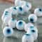 12 Pack: White Evil Eye Glass Round Beads by Bead Landing™